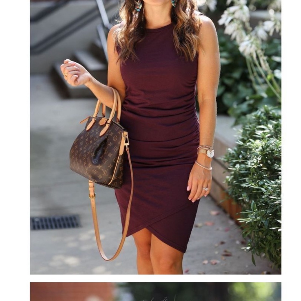 Leith Maroon Ruched Mini Dress